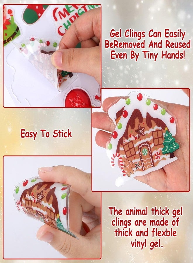 MARFOREVER 50Pcs Christmas Window Gel Clings Stickers Removable Reusable Xmas Snowflake Winter Window Clings Decals Stickers for Kids Classroom Home Christmas Holiday Party Supplies Decorations - Image 3